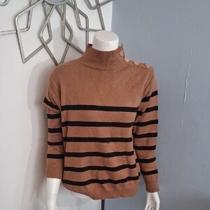 Striped Tan and Black Women's Sweater